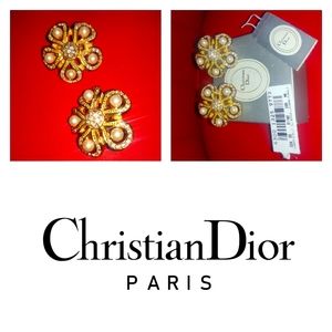 RARE Vintage 1980s Christian Dior Clip On Earrings, NIB